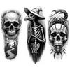 3pcs Temporary Tattoo Black And Grey Realism Skull Scorpion Spider For Thighs Adults Arms