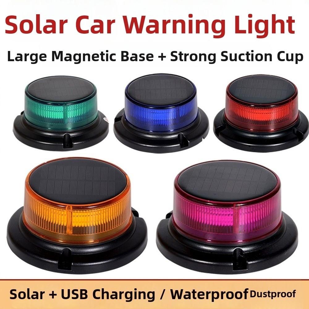 Magnetic Base Emergency LED Light Solar Powered Warning Strobe Light Construction Vehicles