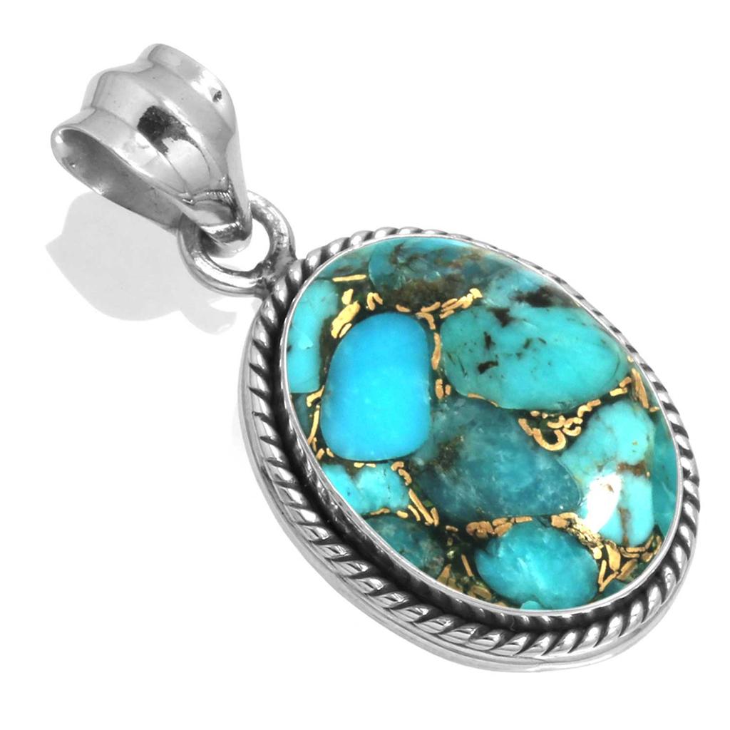 925 Sterlingsilber Anhänger Damen Edelstein Handgefertigter Schmuck Neujahrsgeschenk Blau Grün Lila Kupfer Türkis Perle Lapislazuli Perlmutt Solitär