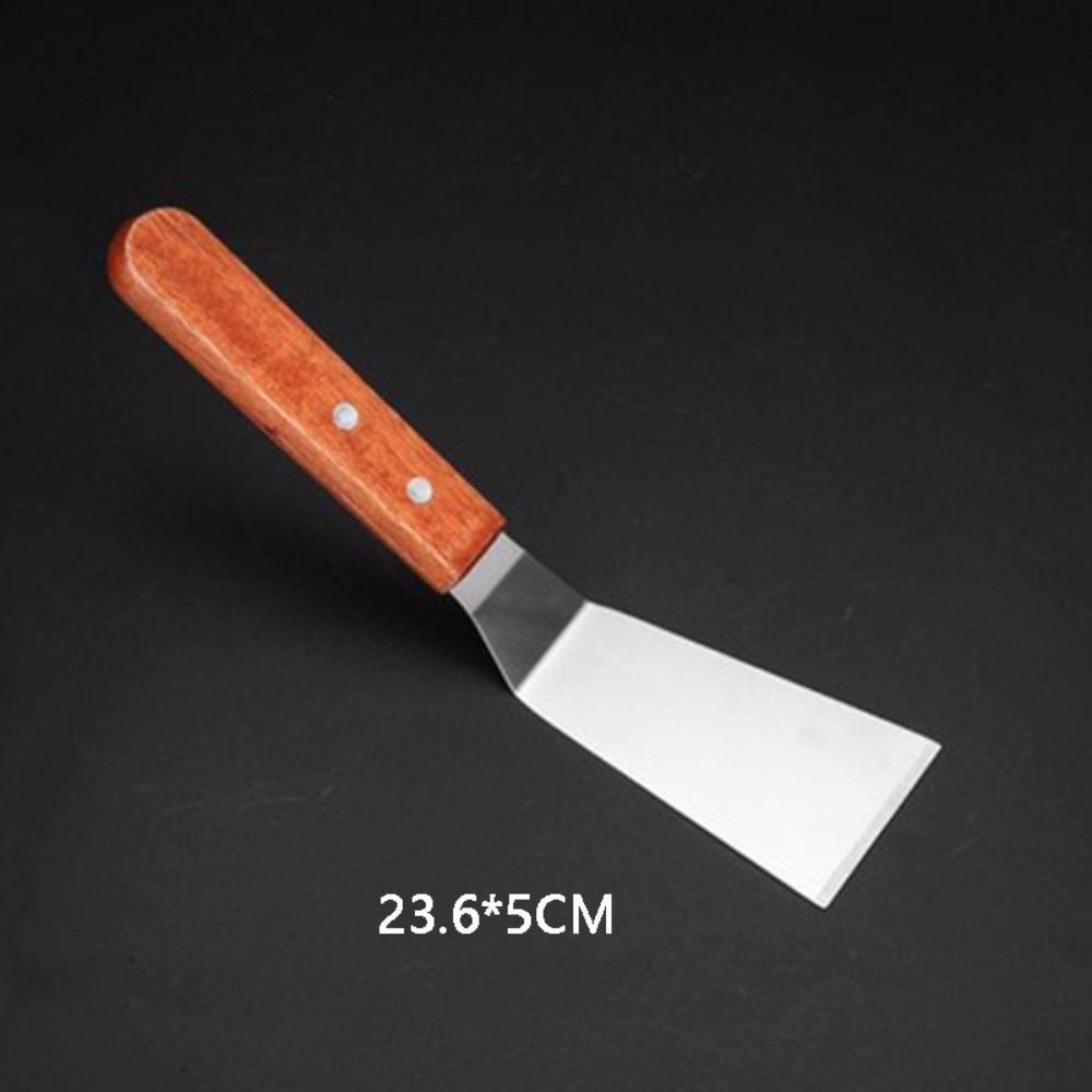Stainless Steel Pizza Shovel Wood Handle Grill Scraper Square Head Steak Spatula  Barbecue