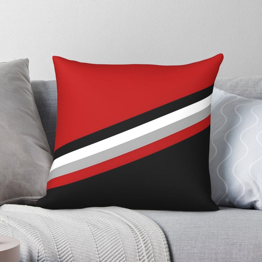 Gray Black Red Diagonal Stripes Square Pillowcase Polyester Linen Velvet Printed Zip Decor Home Cushion Cover