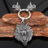 Stainless Steel Norse Mythology Viking Celtic Wolf Head Pendant Necklace Men 'S Accessories 
