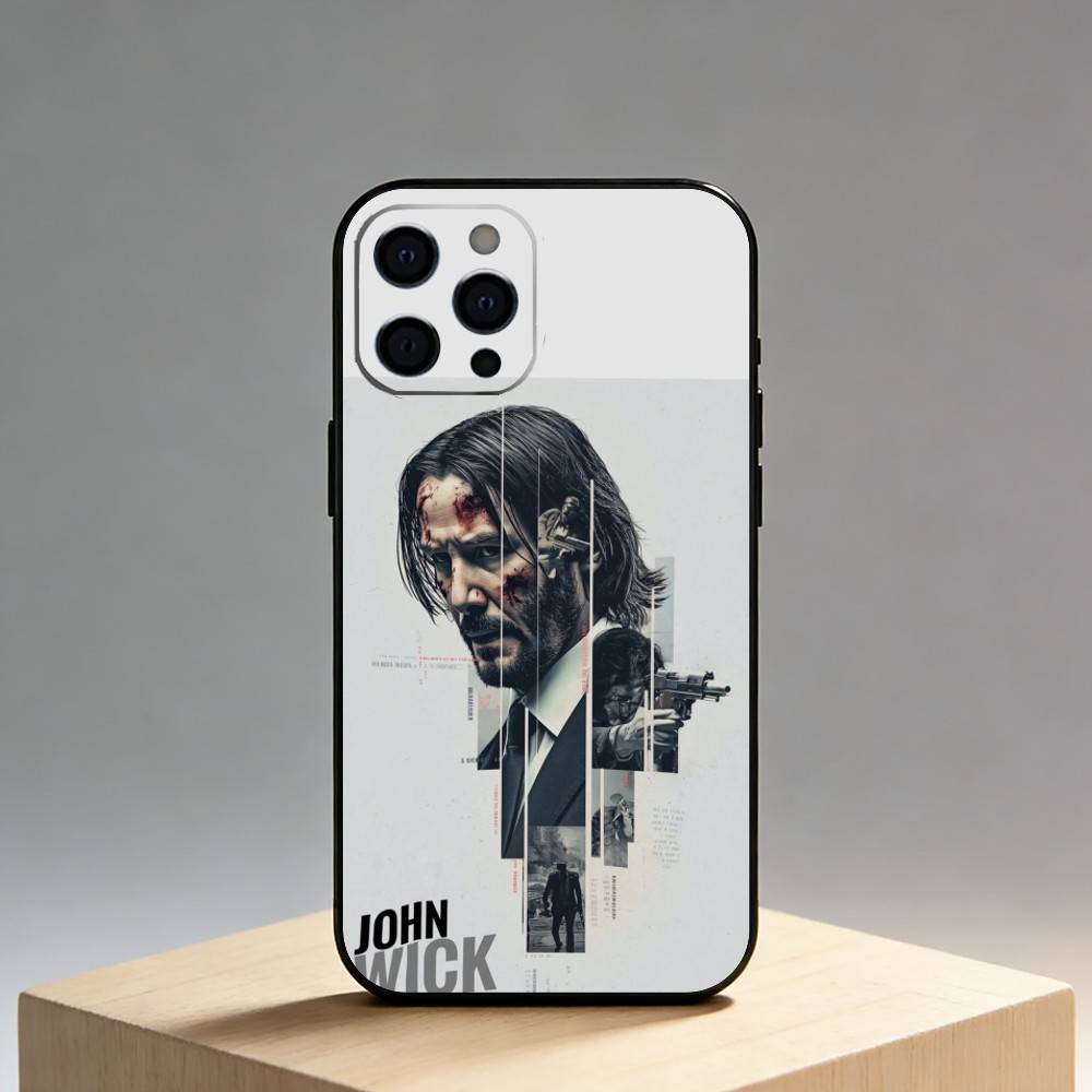 Movie John-Wick Phone Case For iPhone17,16,15,14,13,12 Plus,Max Soft Silicone Black Cover