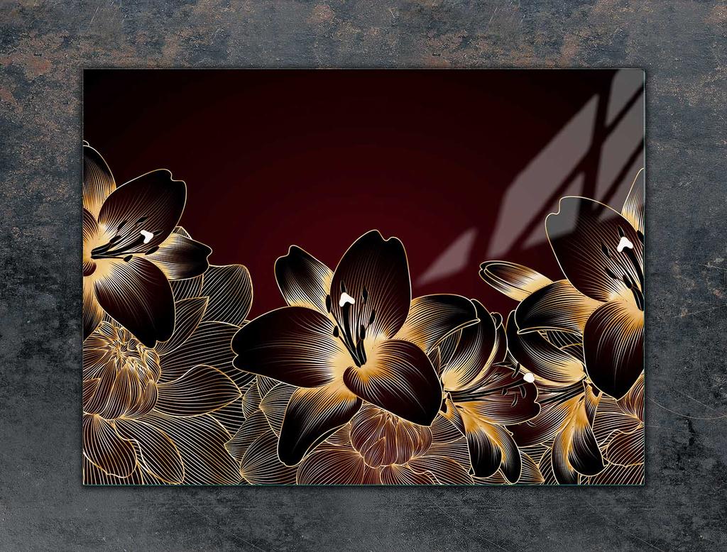 PIANO COTTURA PROTETTIVO IN VETRO 70x52 ORCHIDEA