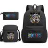 One Piece Luffy Anime Print Student Backpack Set 3 In 1 School Bag for Boys Girls with Pencil Case Tote Shoulder Bag