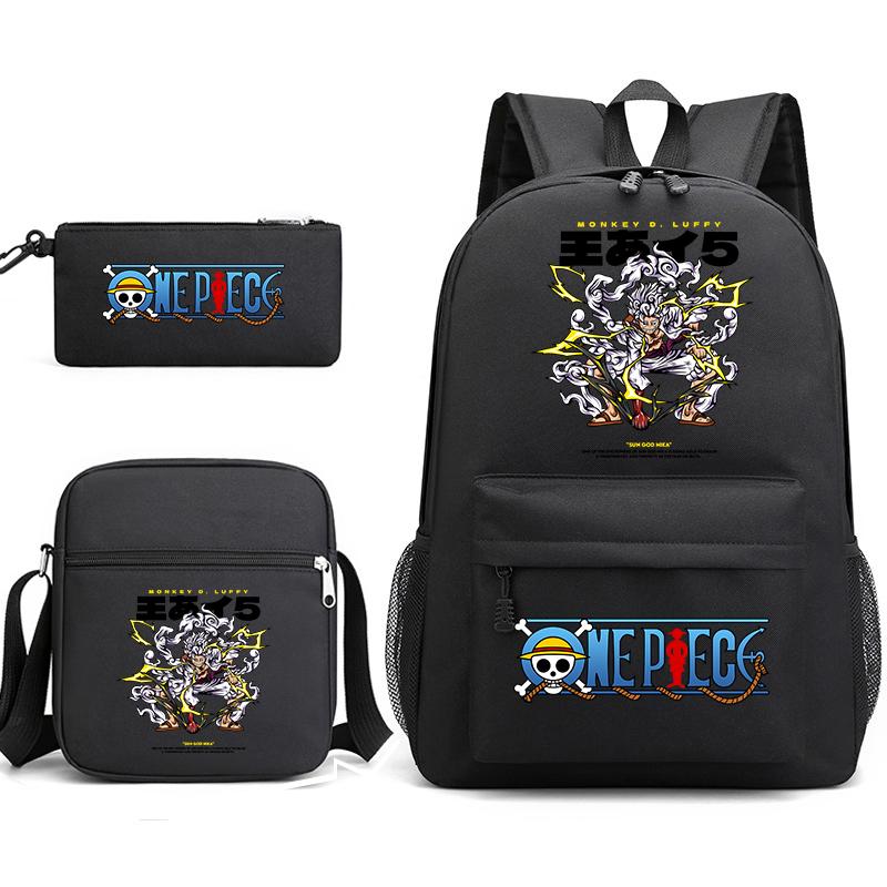One Piece Luffy Anime Print Student Backpack Set 3 In 1 School Bag for Boys Girls with Pencil Case Tote Shoulder Bag