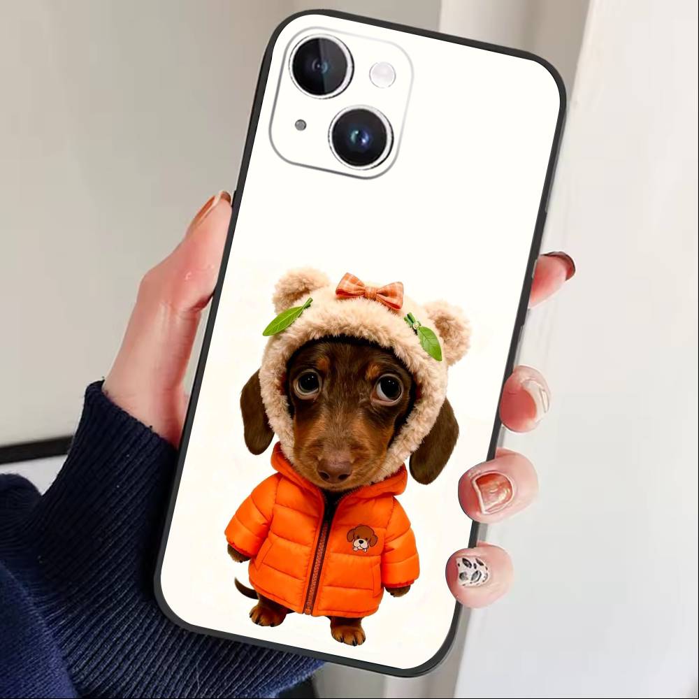 Goofy C-Dogs Big eyes Phone Case For iPhone17,16,15,14,13,12 Plus,Max Soft Silicone Black Cover