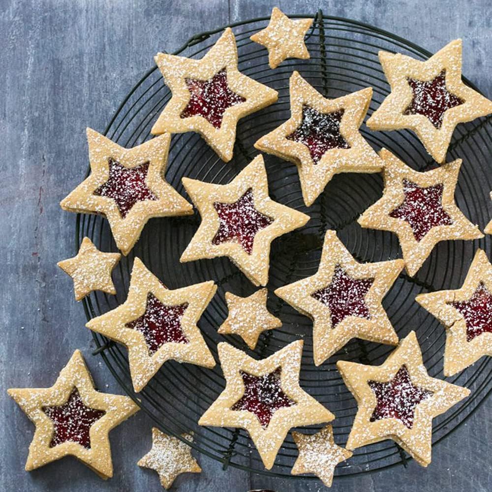 Antallcky Star Cookie Cutter Set-5 Pcs Stainless Steel Five-pointed Star Biscuit Molds Fondant Cake Cookie Cutter Set Pastry Mold-for 3d Christmas