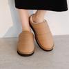Warm Slip-on Down Sandals for Fall and Winter, HIMIKO Quilted Boa Clogs 640011, Beige, Size M