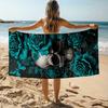 1pc of Beach Towel with a Rose Skull Design - Soft, Absorbent, And Quick-Drying - Suitable for Swimming, Camping, And Bathing