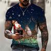 Cartoon Christmas Men and Women Fashion T-shirt Summer Street 3D Printed Short Sleeve T-shirt Plus Size Santa Claus Festival Top