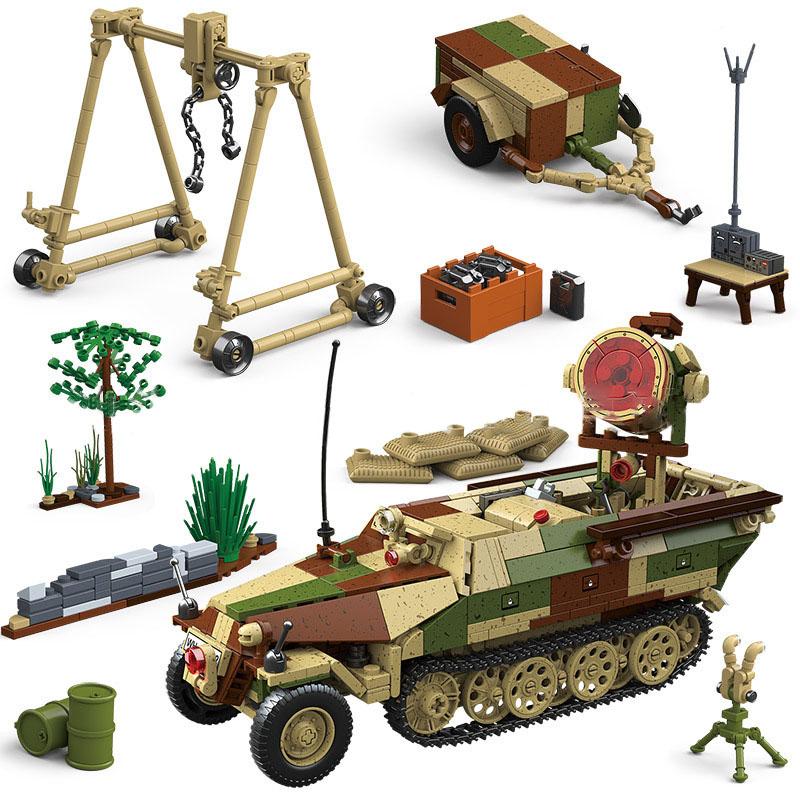 Militärischer Krieg Welt 2 MOC 1267 Teile Sd.Kfz.251/20 Gepanzerter Halbkettenfahrzeug Set Bausteine WW2 Soldatenfiguren Steine Spielzeug Für Jungen Geschenk