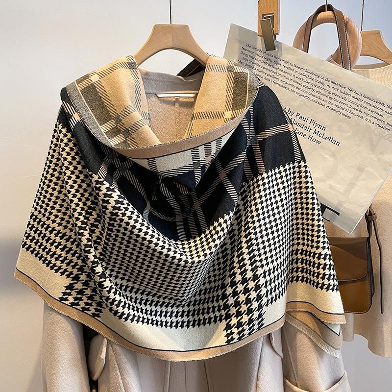 Qiandongge Imitation Cashmere Scarf Women's Thermal Scarf Fashion Color Matching Long