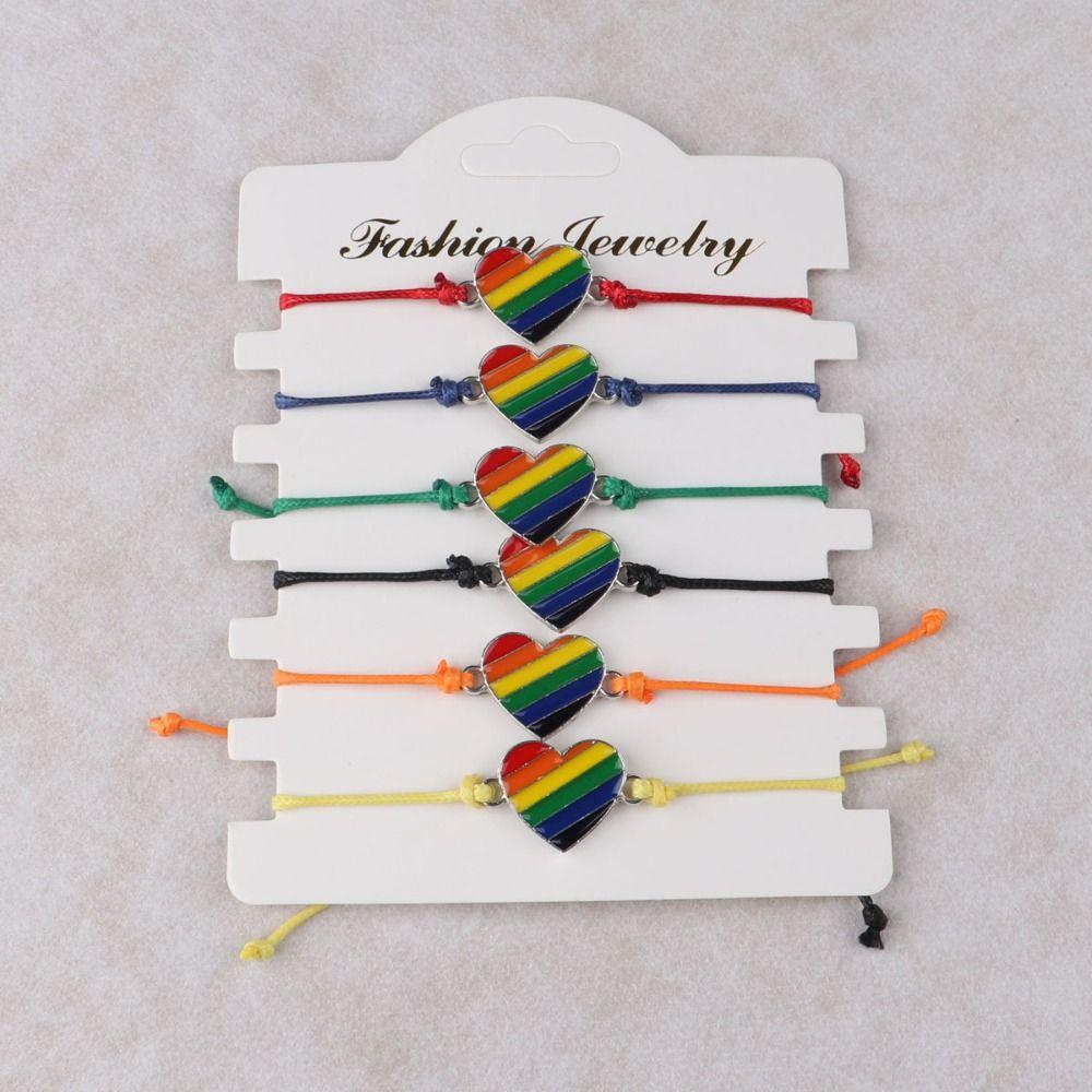 6Pcs Boho Couple Prided Bracelet Colorful Friendship Braided Rope  Pride Month