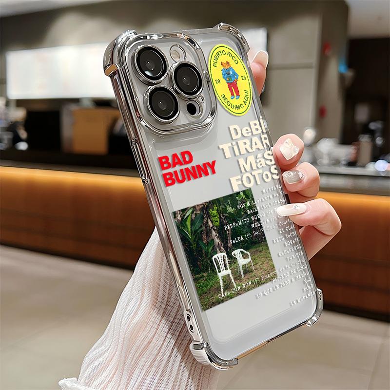 Popular male singers B-Bad and B-Bunny Plating Phone Case For iPhone 17 16 15 14 13 12 11 Pro Max X XR XSMax 7 8 Mini Air Plus