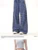 Women's Retro Plaid 2025 Wide-Leg Pants with Button Design, Floor-Length, Zhao Lusi Style