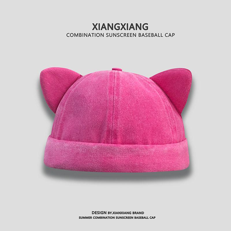 Cute Cat Ear Bucket Hat Soft Fabric Casual Outdoor Unisex Hat Adjustable Fit for Daily Wear and Various Activities
