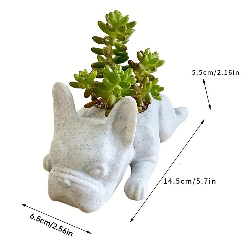 Resin Dogs Succulent Planter French dogs Shape Flower Pots Cute Bonsai Flower Pots Succulent Mini Puppy Planter For Home Garden Decor