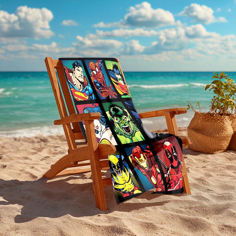1Pc Superhero Adventures Beach Towel, Quick Dry, Multi-Use for Beach Pool Gym Yoga Home Travel, Christmas, Halloween, Xmas Gift M929388