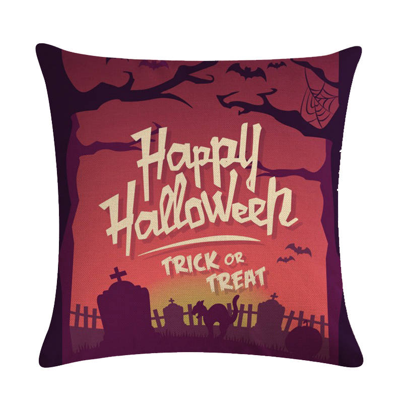 Home Decoration Pumpkin Cat Witch Halloween Happy Printing Poly Pillow Pillow Case Funda De Almohada