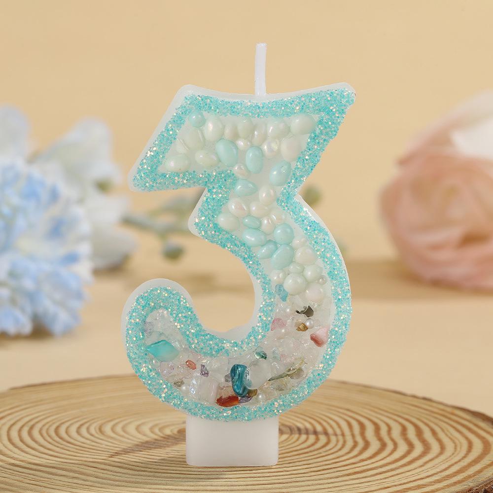 Handmade Double Color Swan Stone Number Candle for Children's First Birthday Cake
