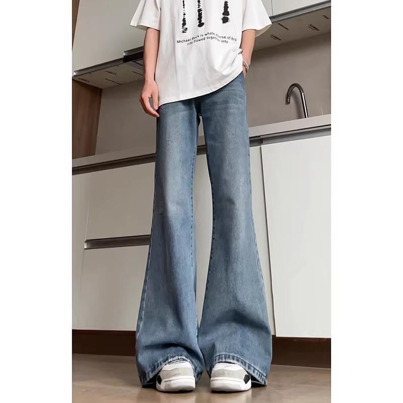 

Джинсы слегка расклешенные мужские летние новые ниспадающие шаровары с широкими штанинами и свободным кроем XXXL