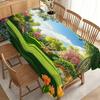 "Party Tablecloth/Tablecover" Lush Spring Garden Tablecloth with Pink Cherry Blossoms, Orange Marigoldens, And White Baby'S Breath, Durable Polyester,