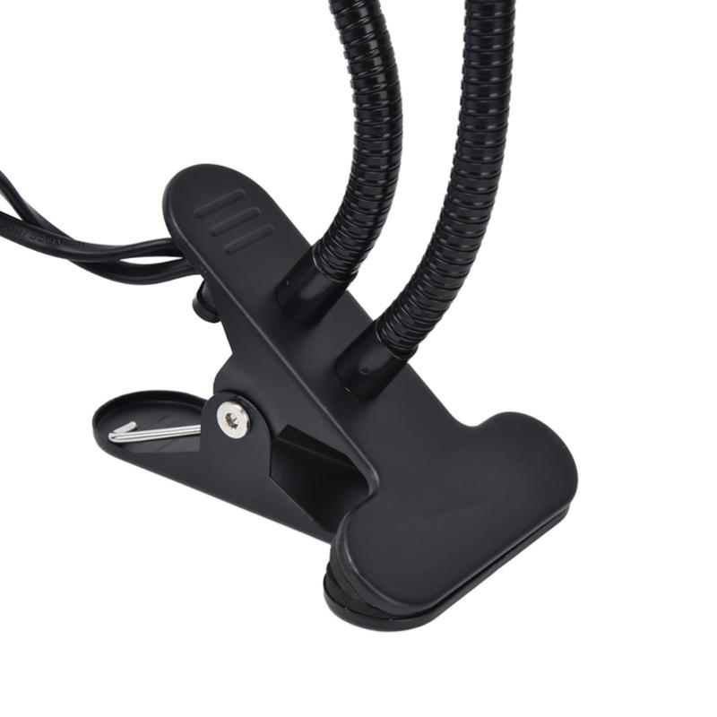 Table Lamp Holder E27/E26 Black Double Headed 360 Degree Adjustable Durable Material Clip Lamp Holder 100-240VUS Plug