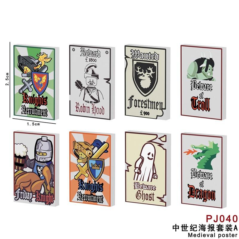 Blocs de Construction Médiévaux Soldat Figurine Accessoires Capes Boucliers Casques Lances Arbalètes Armures Briques Couteau Supports Jouet Cadeau