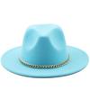 New thin chain accessories European and American autumn and winter solid color woolen top hat European and American fashion jazz hat