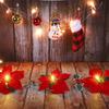 2M 10LED/3.5M 10LED Christmas Poinsettia Garland Poinsettia Velvet Artificial Poinsettia Garland String Lights for Christmas Tree Decor