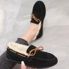 2025 Winter Women's New Bean Shoes Fashionable, Comfortable, Warm, Plush Bow Women's Cotton Shoes Casual Non slip Flat Shoes