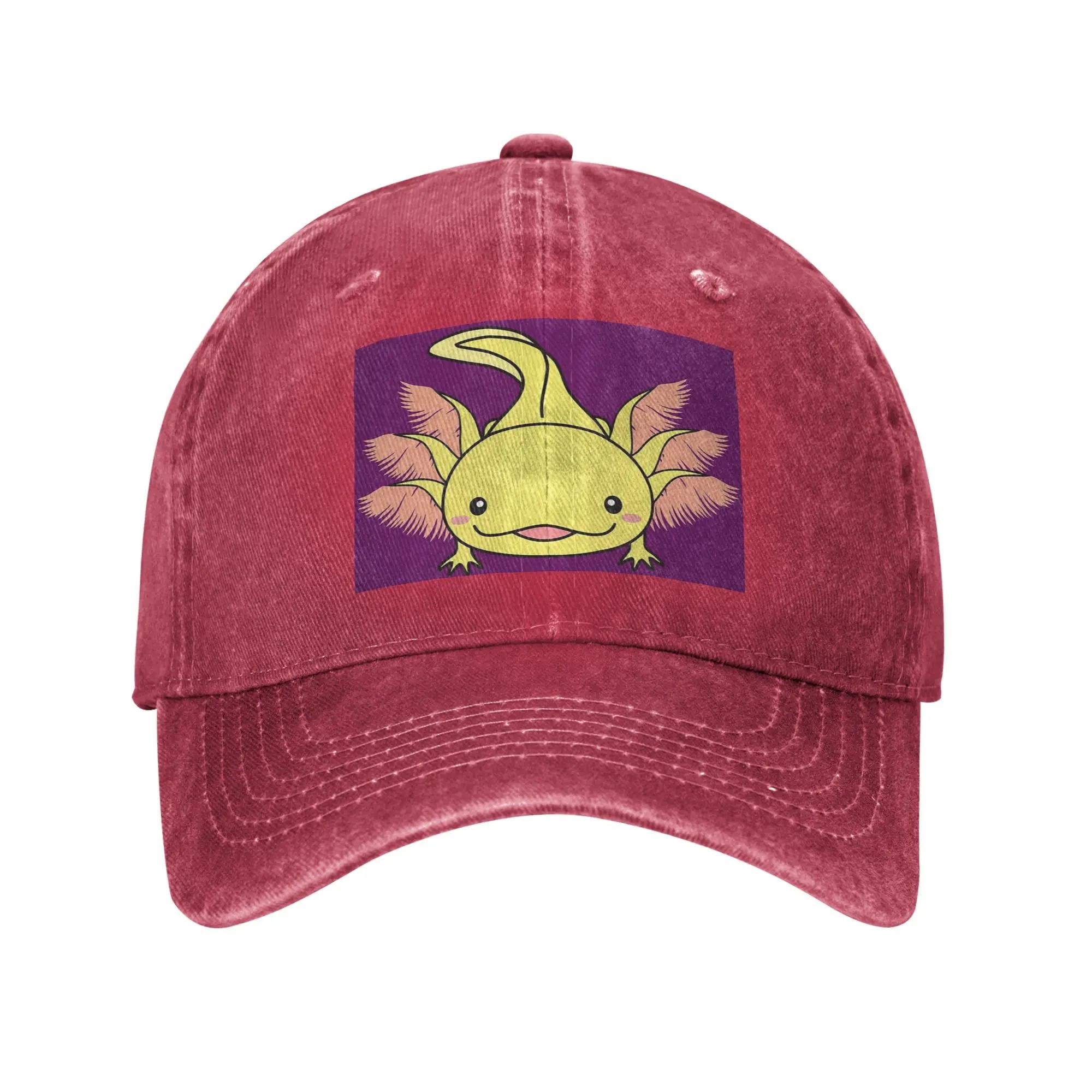 Axolotls Perfect Axolotl Saying Cute Axolotl kawaii Denim Fabric Cap Casual Baseball Caps Adjustable Hat Unisex Baseball Hats One Size