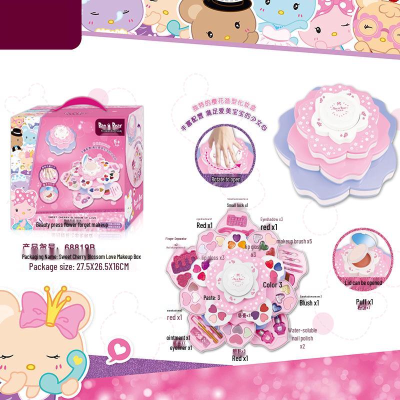 Jieyani Princess Makeup Set for Kids - Pretend Play Kit with Lipstick and Nail Polish