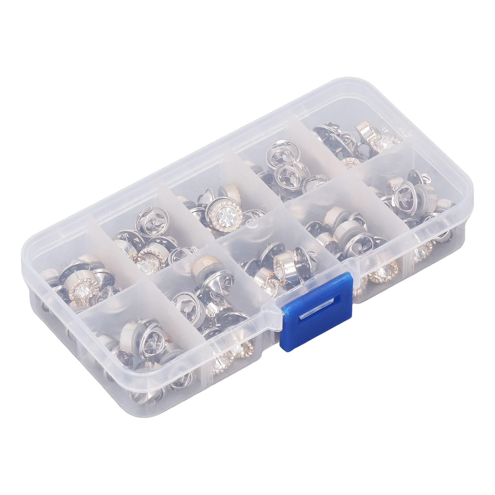 

3 Boxs Brooch Buttons Seaming Free Detachable Plastic Iron Decorative Practical DIY Making Shirt Pins for Women Round