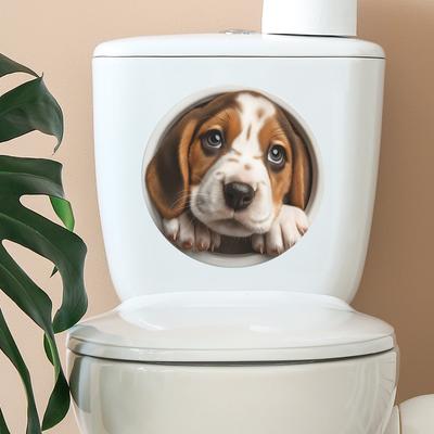 Creative and Cute Beagle Dog Bathroom Toilet Stickers for Beautification and Decoration