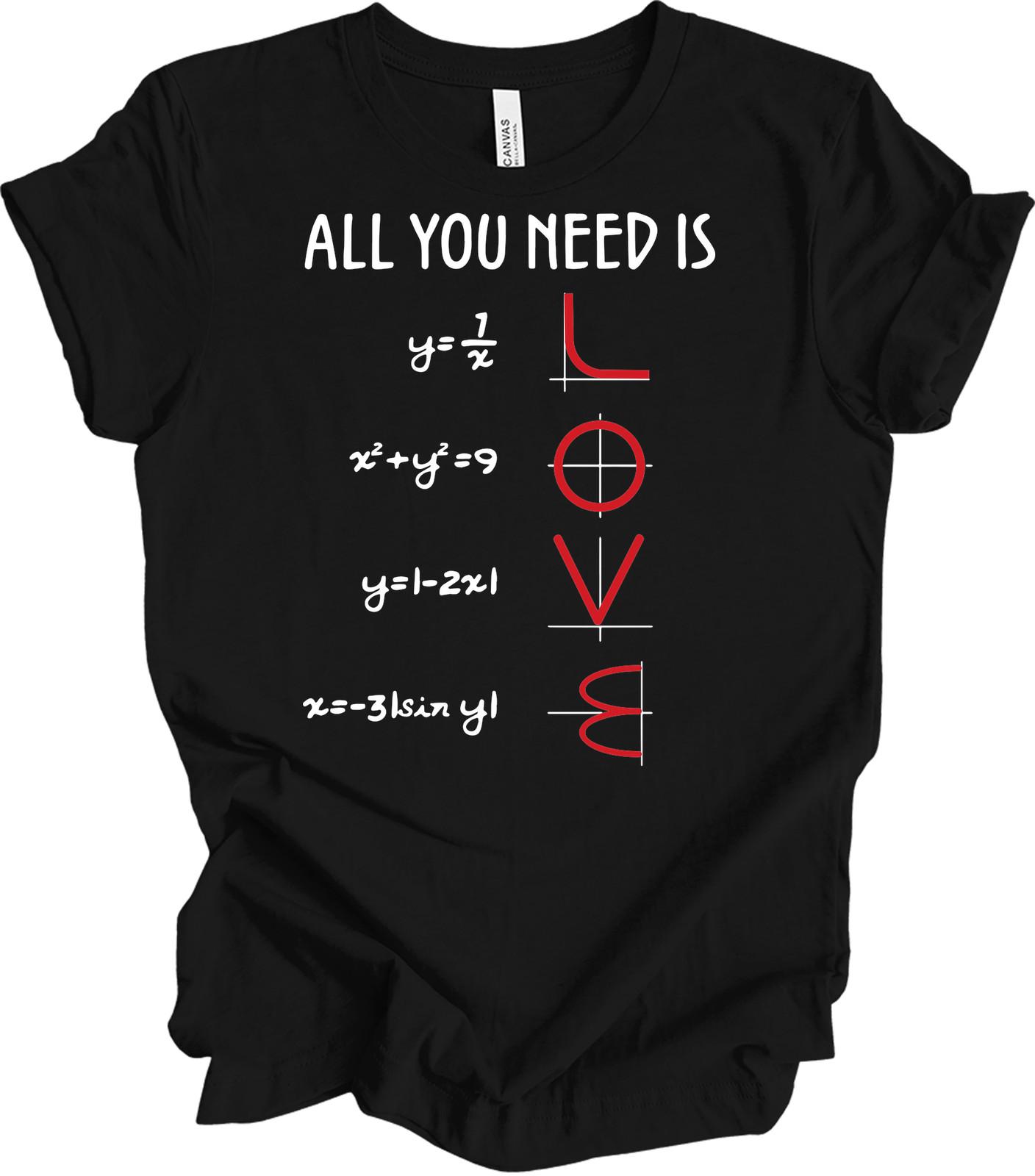 Love Math Equation Vertical Graph Function Funny Nerdy Mathematics Tee XL