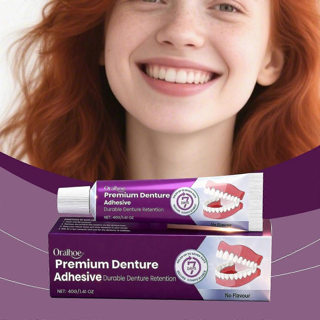 Limited time!!Oralhoe Denture Adhesive - Naturally Fits, Comfortable, Secure, Enhances Smile Appearance