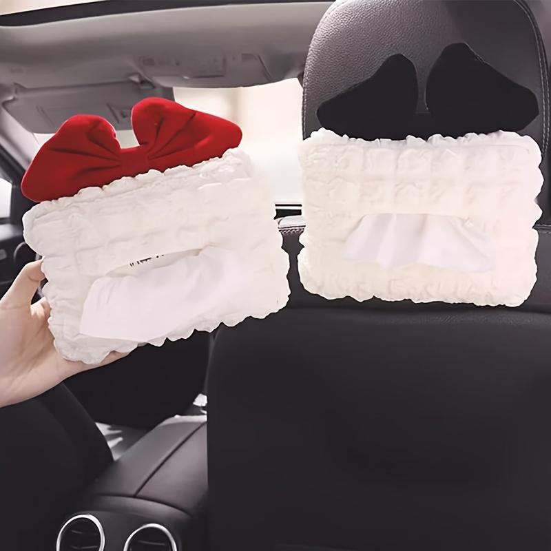 1pc Car Tissue Box, Creative Puffy Grid Car Multifunctional Seatback Tissue Drawer, Cute Decorative Car Tissue Holder