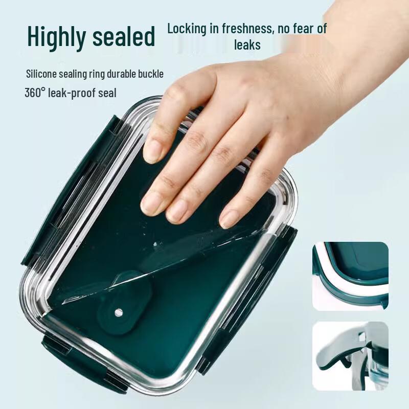 WZ Microwaveable Glass Lunch Box Rectangular 1060ml (with cutlery)