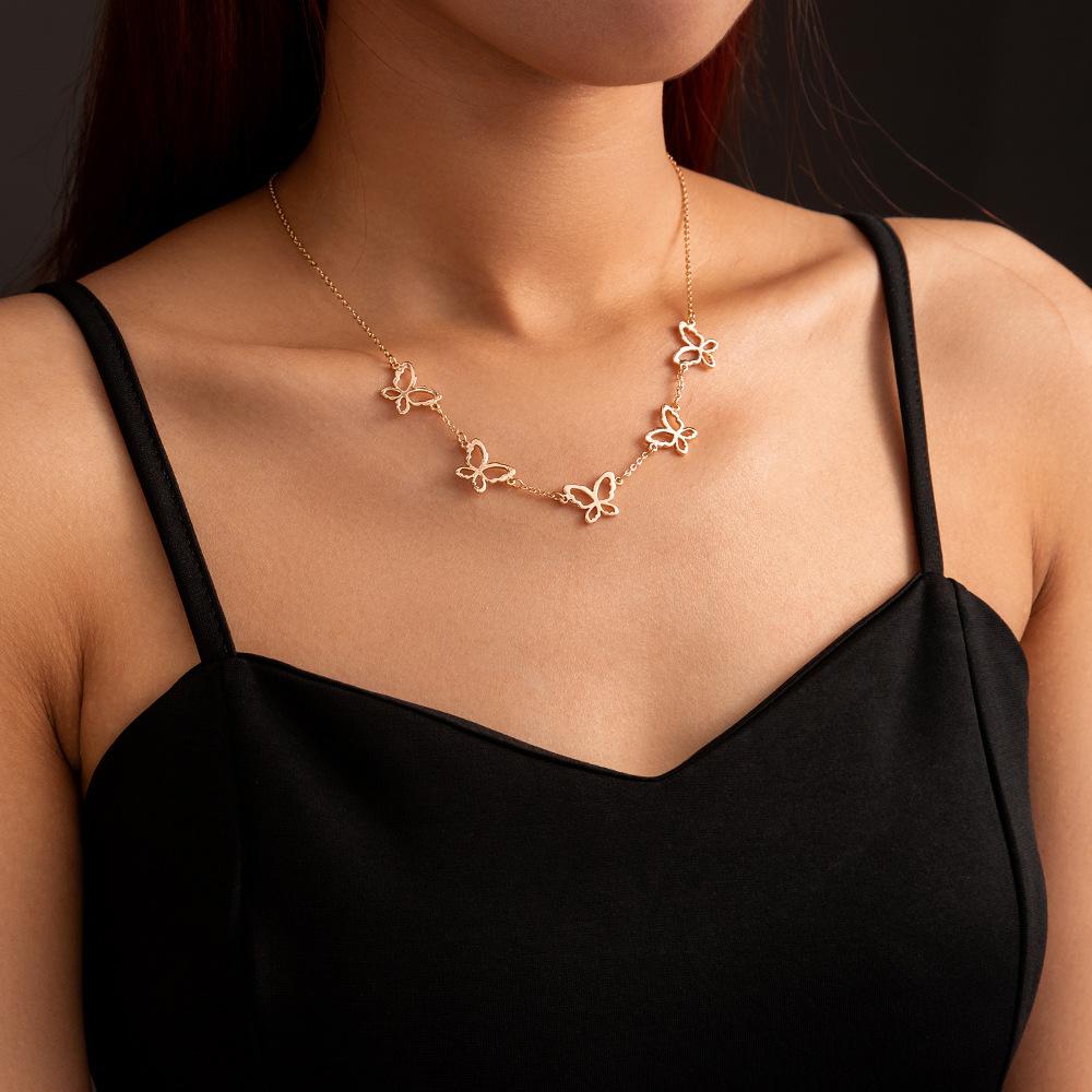 Women Boho Butterflies Chain Choker Necklaces Jewelry Vintage Gold