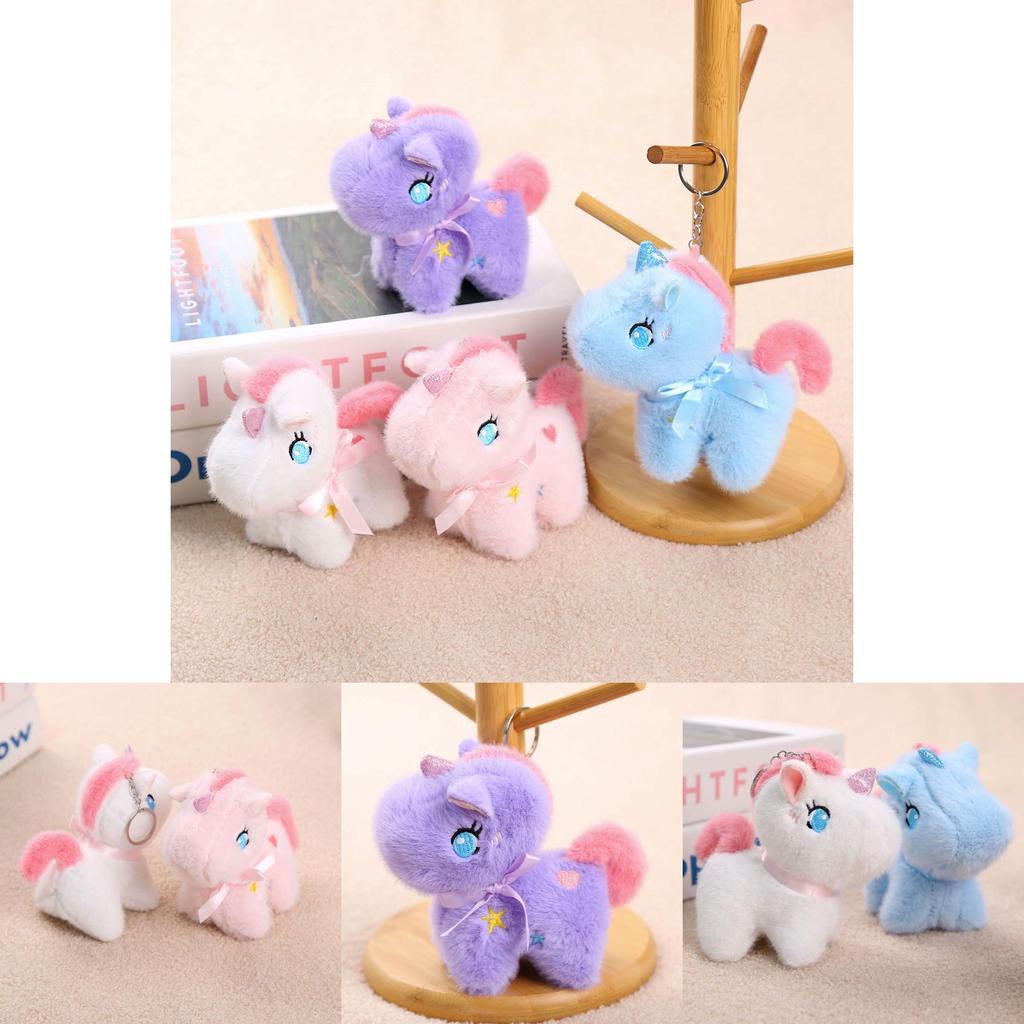 Unicorn Plush Toy Keychain Animal Figurine Soft Stuffed Doll For Girls Gifts