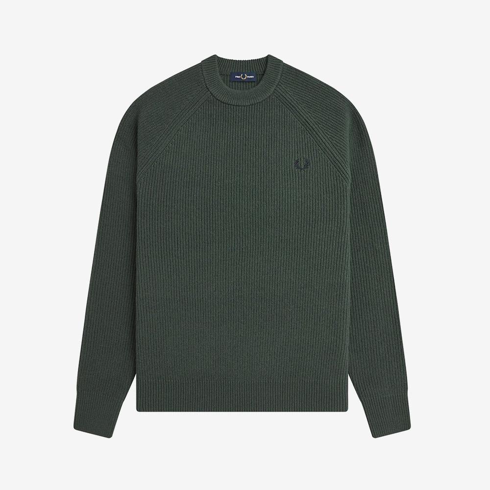 FRED PERRY [Sharp] Lambswool Raglan Knit - Coat Green Afpm2531548-X89