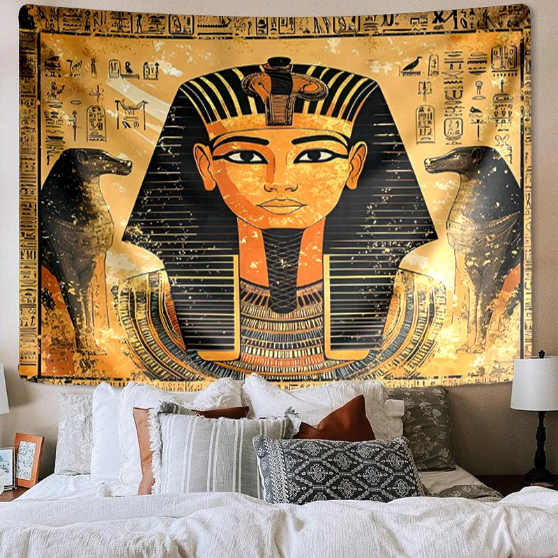 Antiker ägyptischer Pharao Bedruckter Wandteppich, Wandbehang, Wohnzimmer, Schlafsaal, Große Wanddekoration, Stoffdekor Fächer Geburtstagsgeschenke