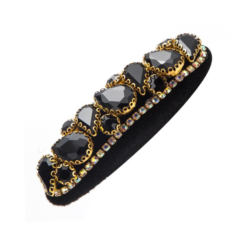 Retro French Velvet Barrettes Women's Side Bang Clip Broken Hair Hairpin Super Flash Glass Drill Sponge Thickness Barrettes