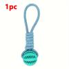 1pc Durable TPR Dog Toy with Rope - Interactive Tug-of-War and Treat Dispensing Ball for Teeth Cleaning