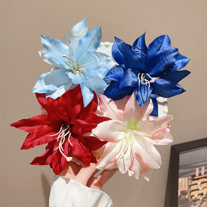 1PC Retro Lily Flower Hairpin Valentine Headwear Girl Aesthetic Side Clip Hair Accessories Artificial Floral Hair Clip Festival Gift