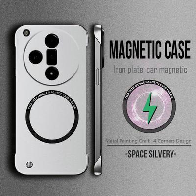 Coque de téléphone ultra fine et sans cadre avec peinture magnétique en métal pour Oppo Find X3 Lite, X5, X6, X7 Ultra, X8 Pro, avec chargeur sans fil