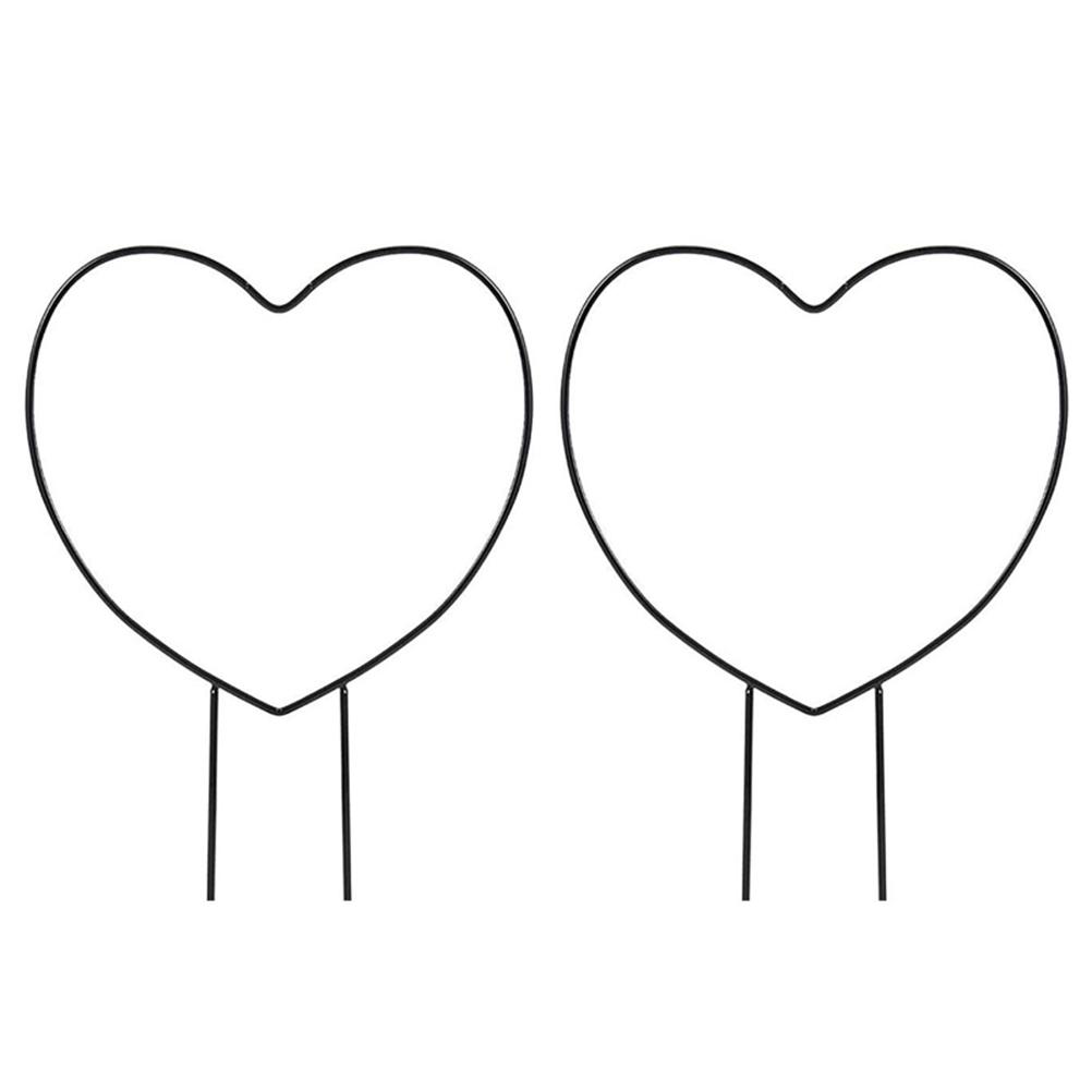2 Pcs Black Iron Garden Trellis for Climbing Plant Vine Plant Metal Support Wire Heart Shaped Plants Climbing Holder