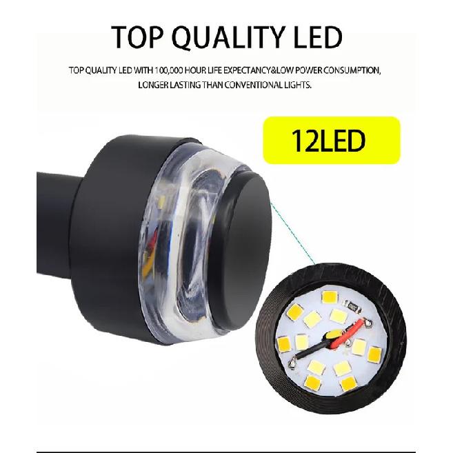 2PCS 12V Motorcycle LED Handlebar End Turn Signal Light White Yellow Flasher Handle Grip Bar Blinker Side Marker Lamp Lighting